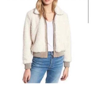 Cupcakes and Cashmere Shearling/Suede Reversible Bomber Jacket - size Medium